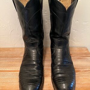 Justin Vintage 3112 Exotic Black Lizard Roper Boots. Size 7.5D